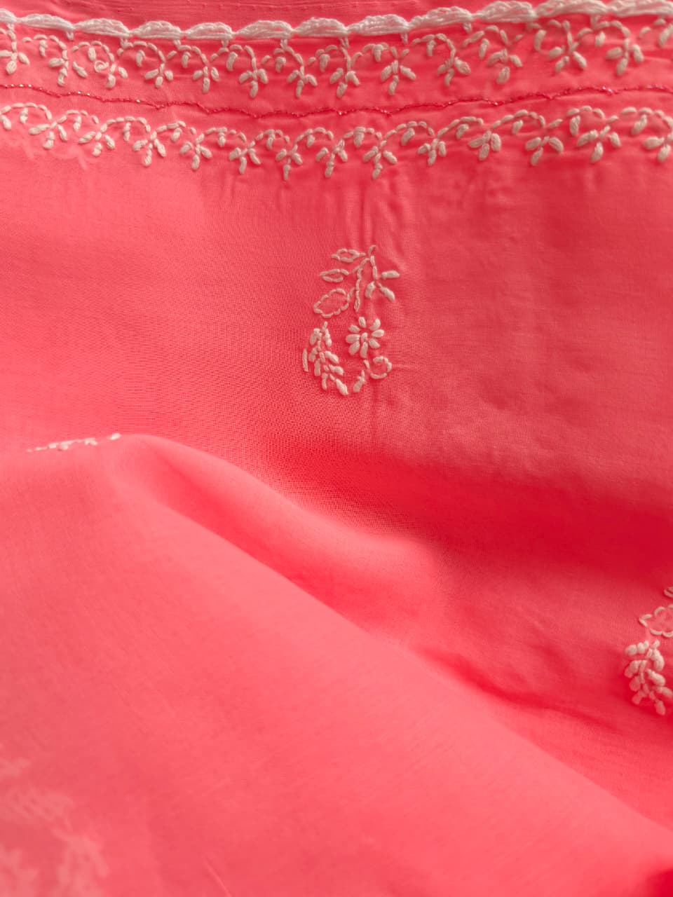 Carrot Color Cotton full suit with chikankari embellishments