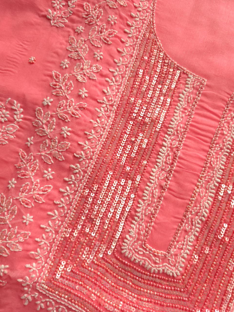 Carrot Color Cotton full suit with chikankari embellishments