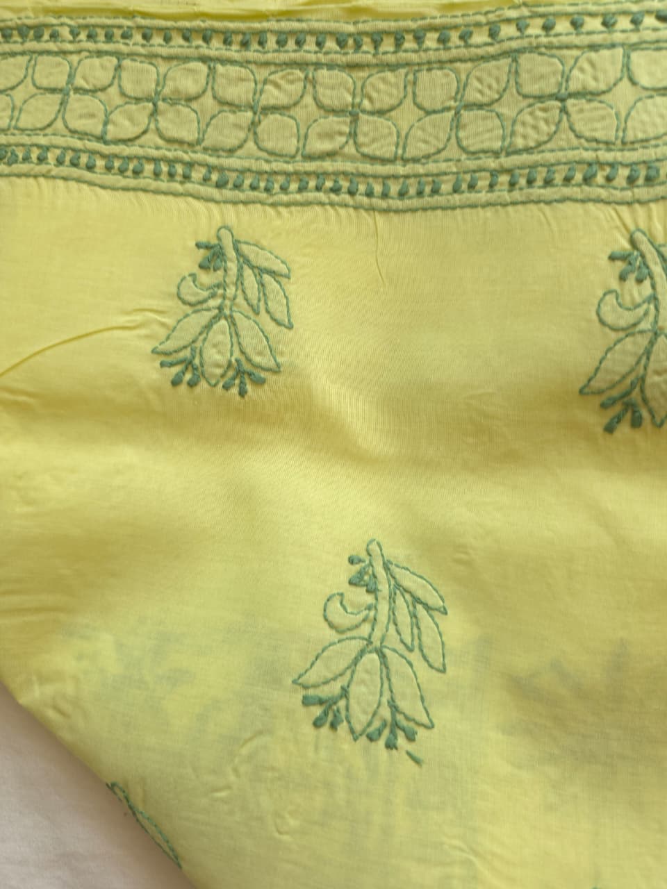 Lime green and dark green combination applique work full set