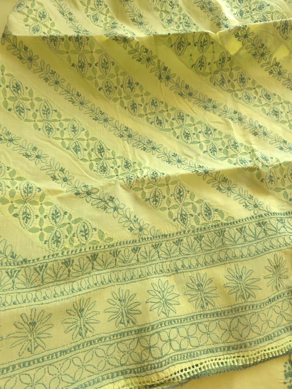 Lime green and dark green combination applique work full set