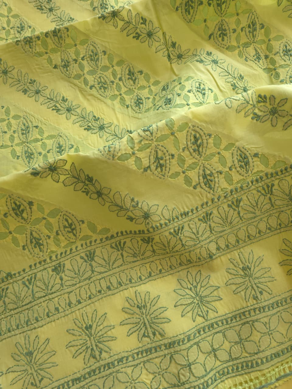 Lime green and dark green combination applique work full set