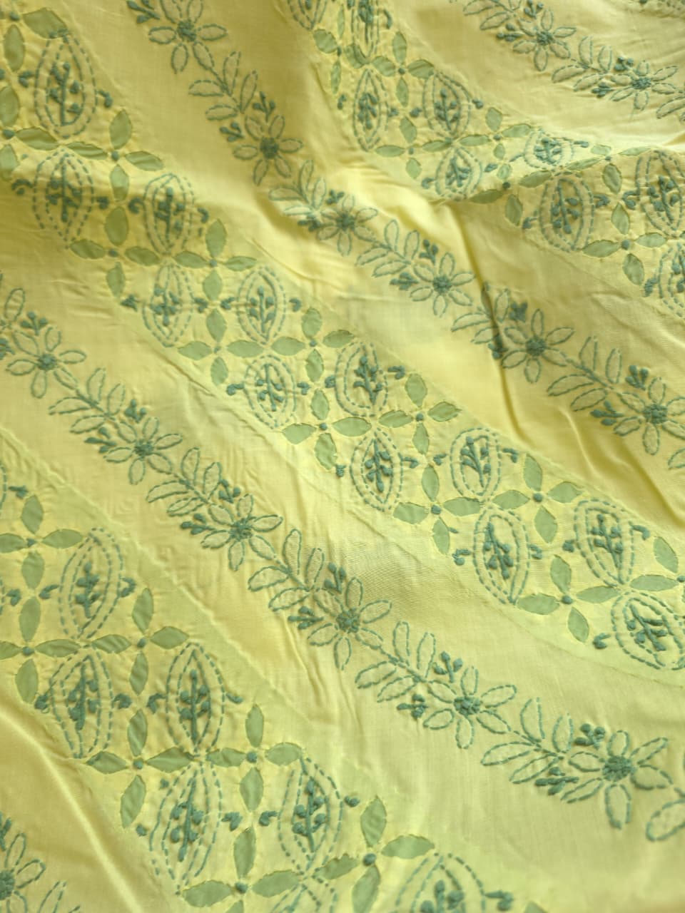 Lime green and dark green combination applique work full set