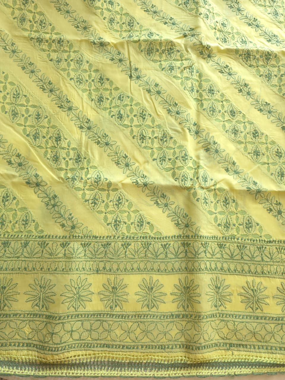 Lime green and dark green combination applique work full set