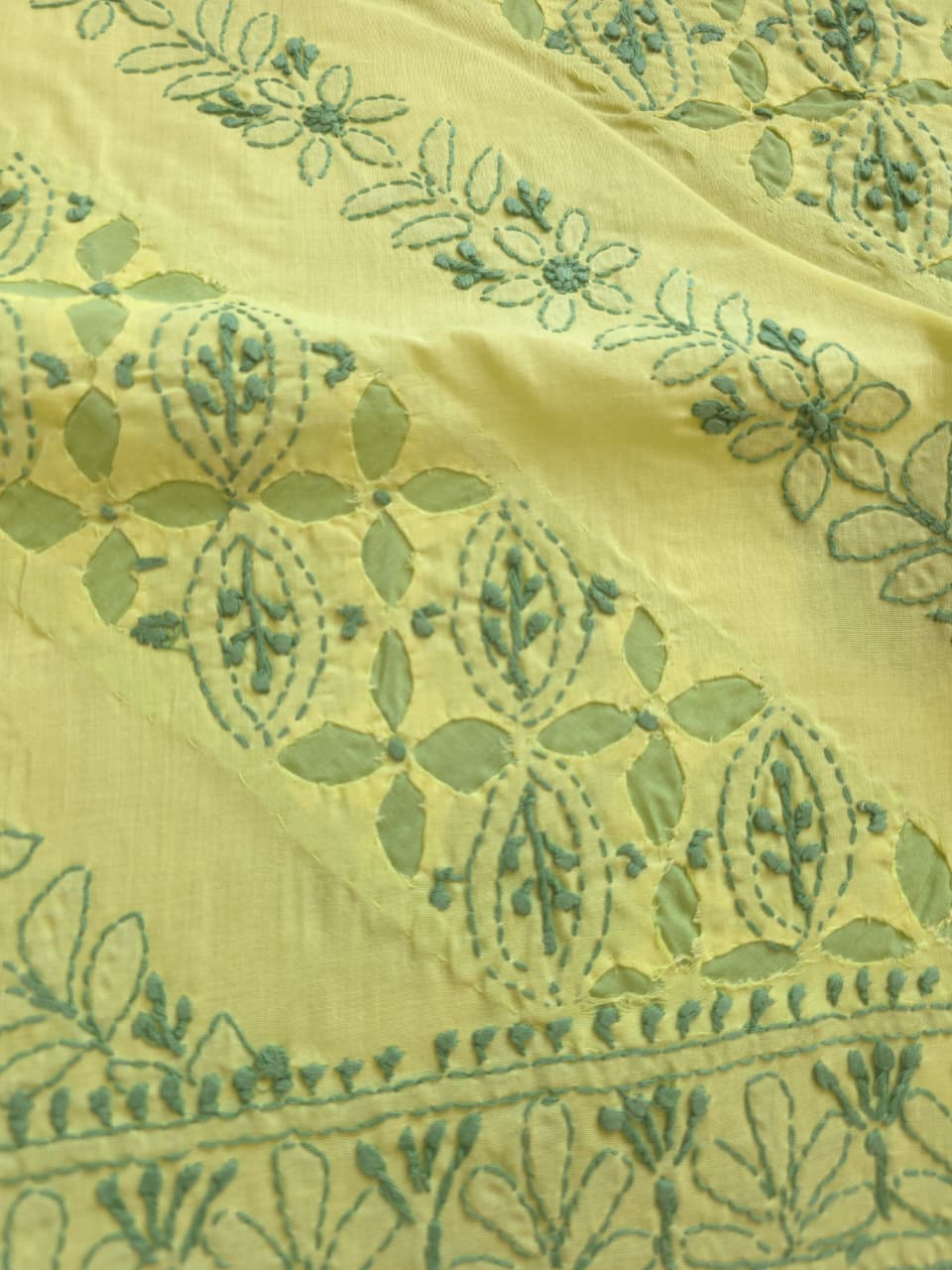 Lime green and dark green combination applique work full set