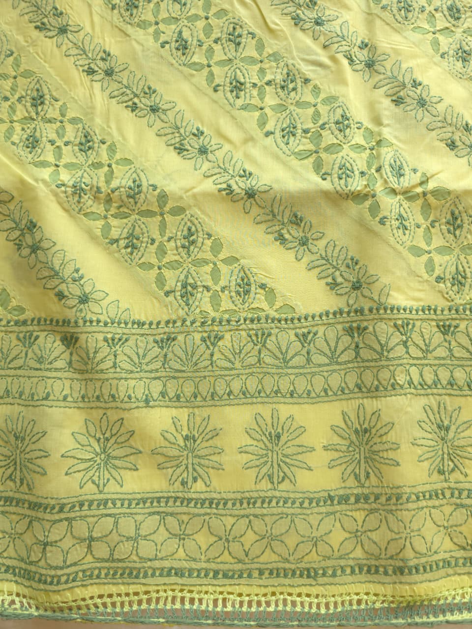 Lime green and dark green combination applique work full set