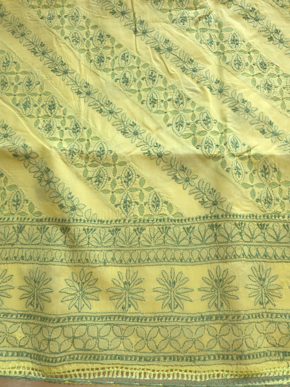 Lime green and dark green combination applique work full set