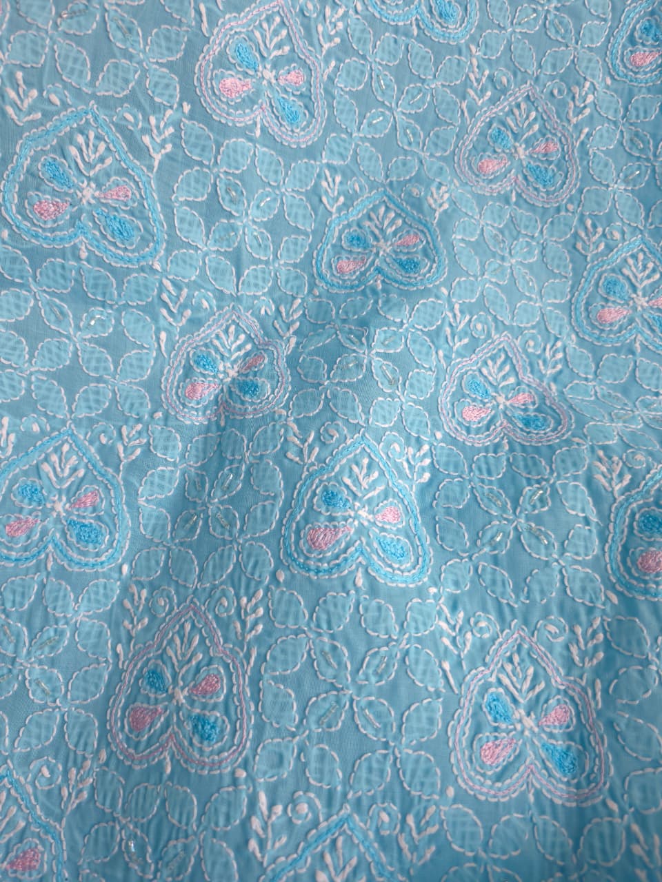 Blue cotton full set with Jaalwork and embellishments