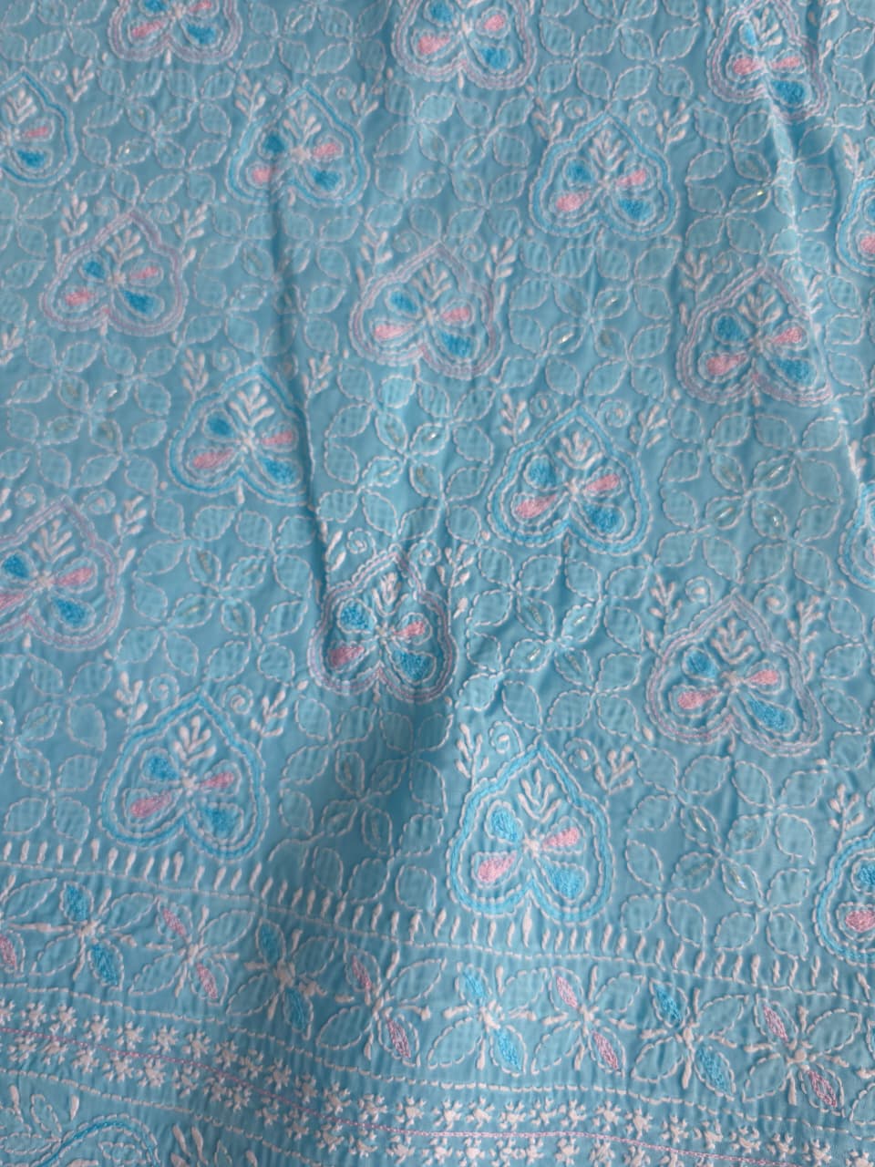 Blue cotton full set with Jaalwork and embellishments