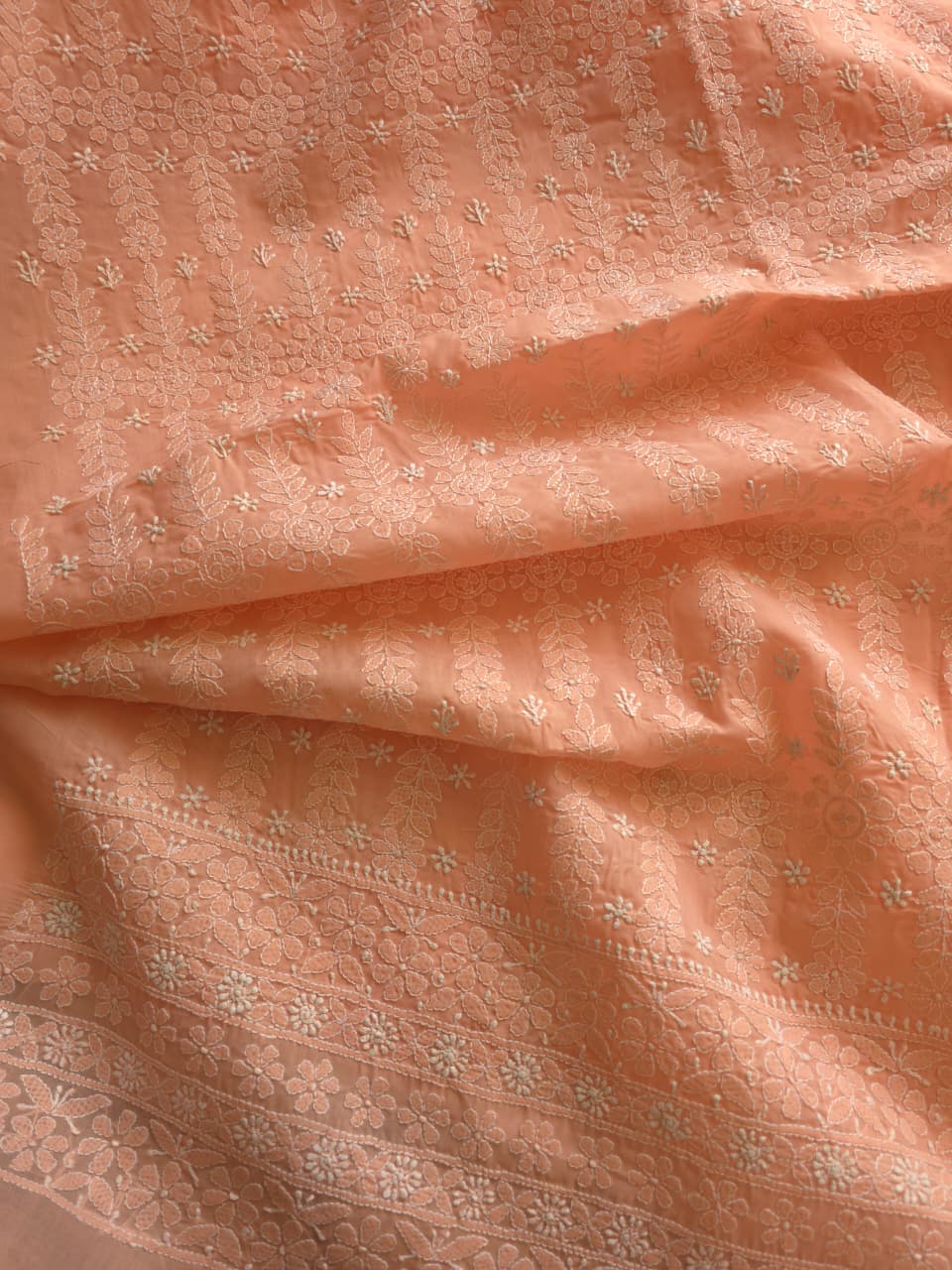 Peach Cotton kurta with intricate Jaalowork