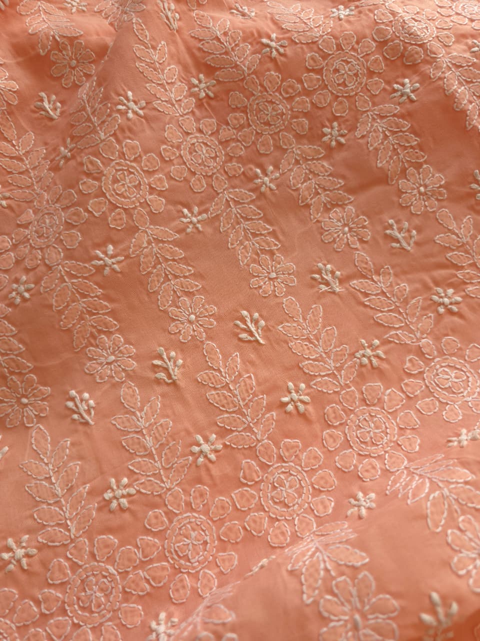 Peach Cotton kurta with intricate Jaalowork