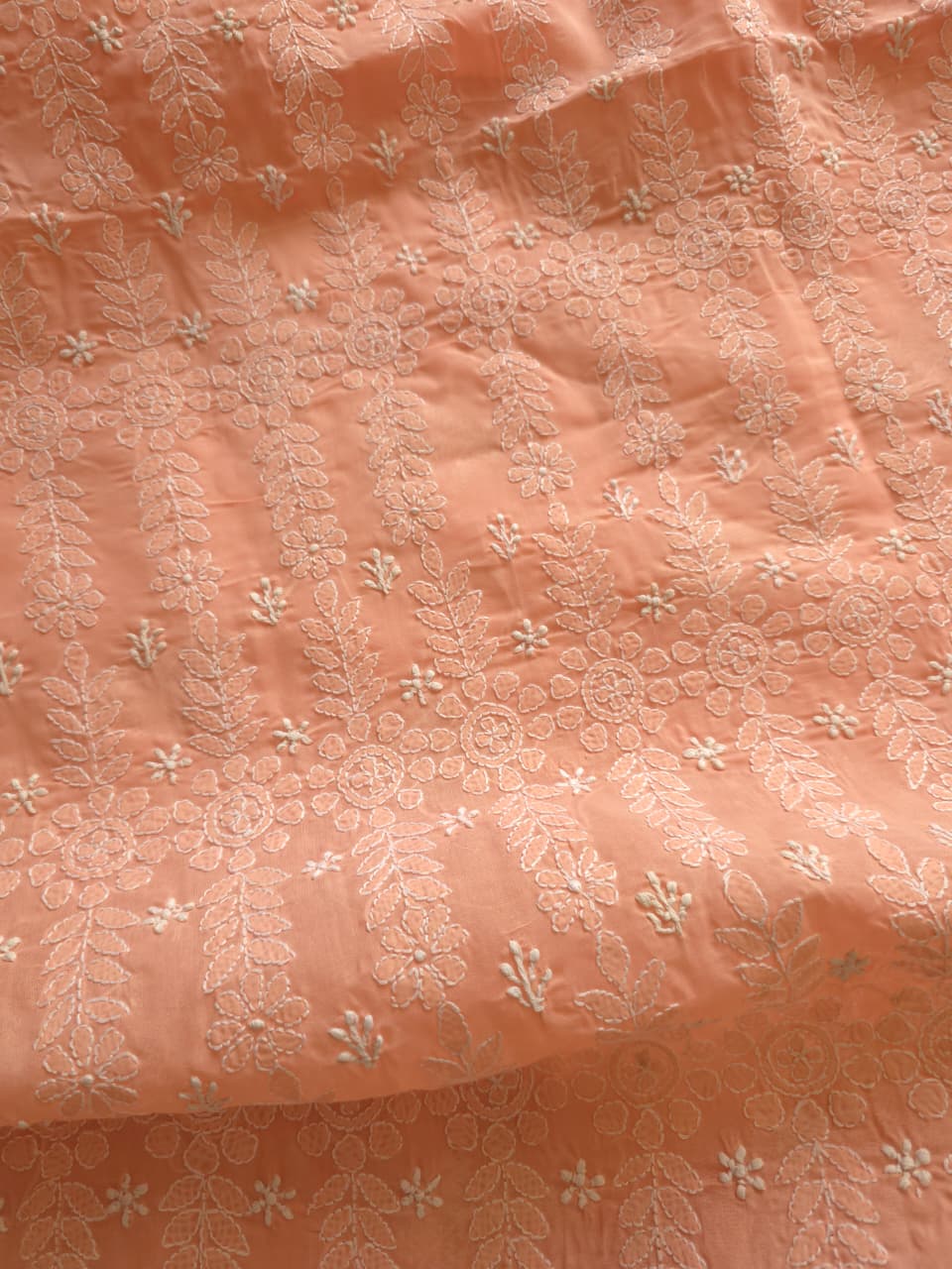 Peach Cotton kurta with intricate Jaalowork