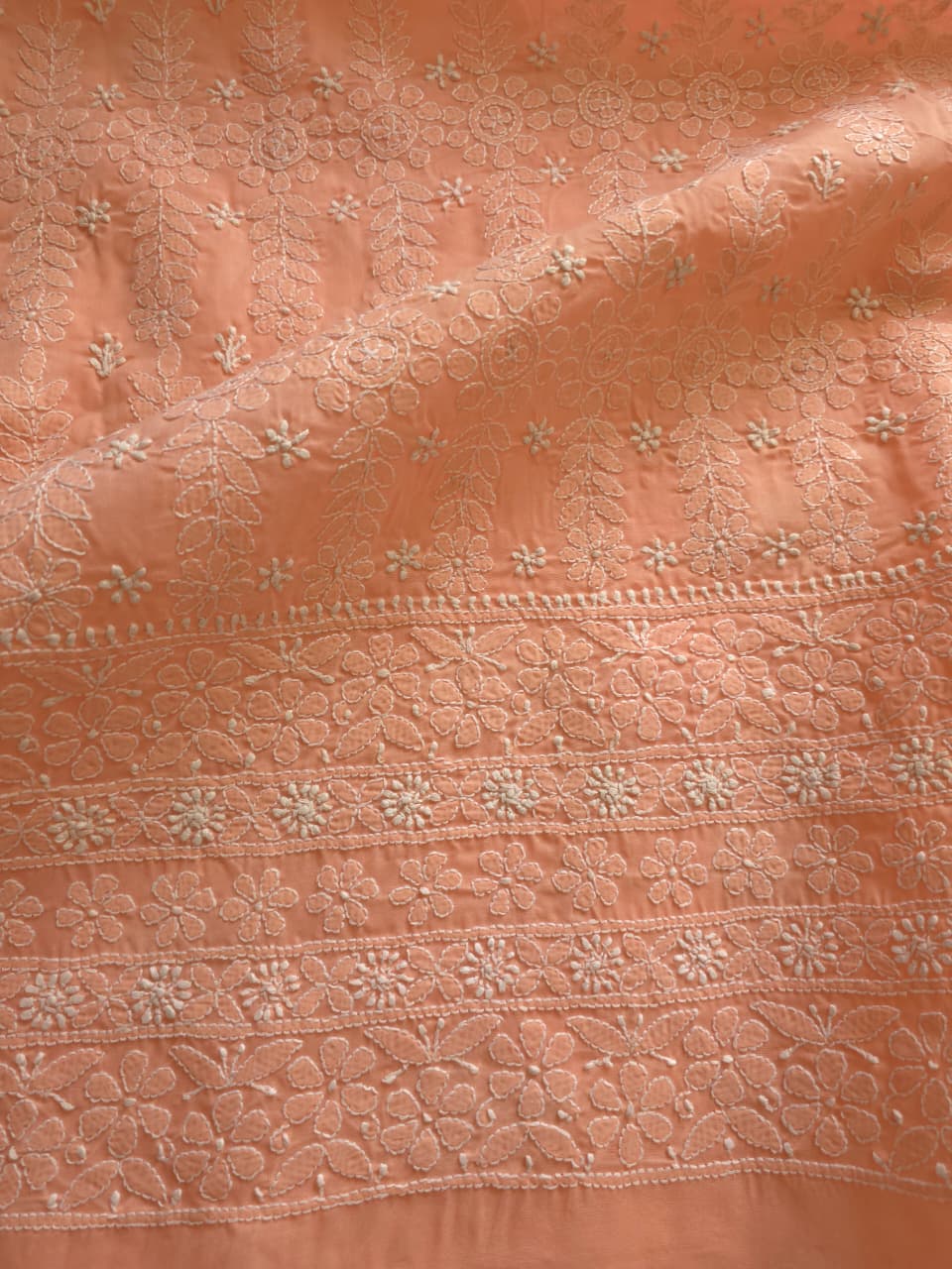 Peach Cotton kurta with intricate Jaalowork