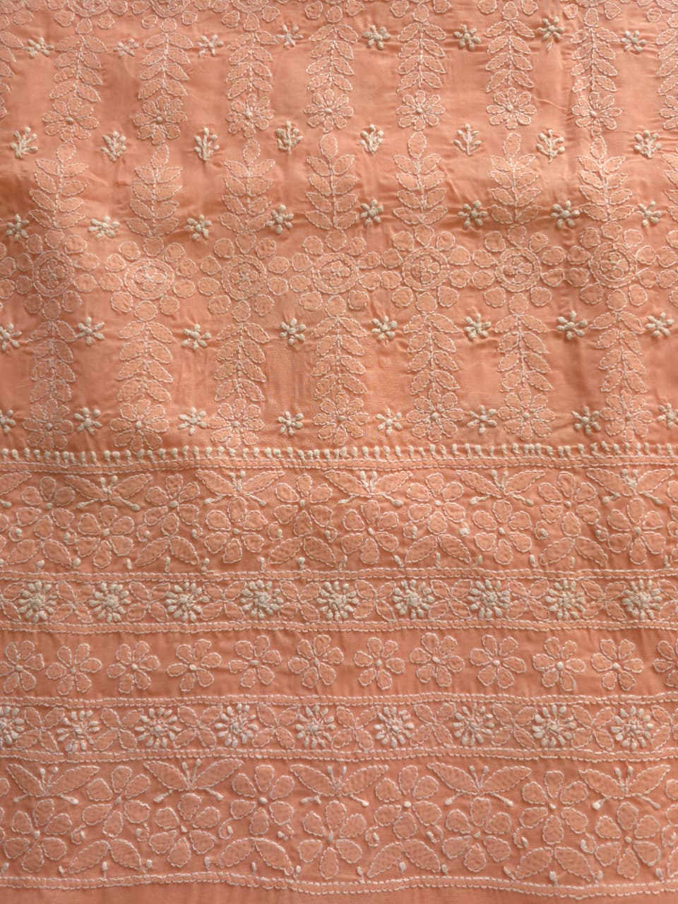 Peach Cotton kurta with intricate Jaalowork