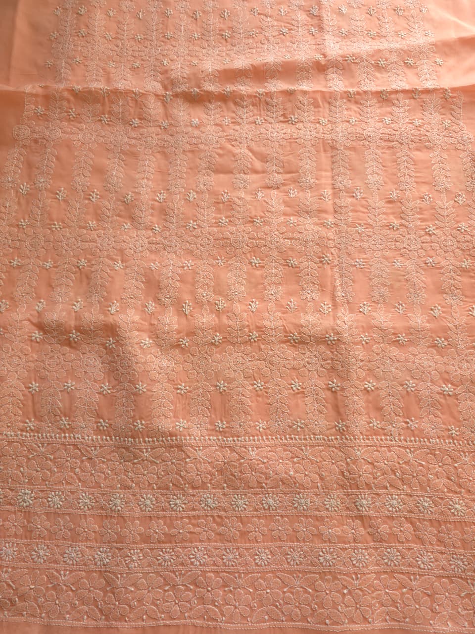 Peach Cotton kurta with intricate Jaalowork