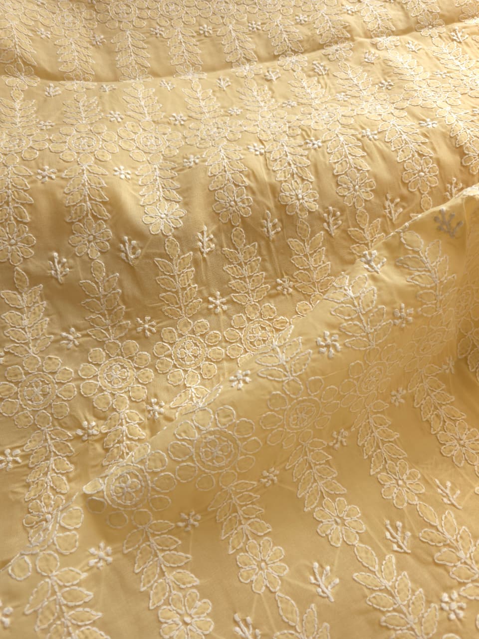 Beige Cotton Kurta fabric with beautiful handwork jaalwork