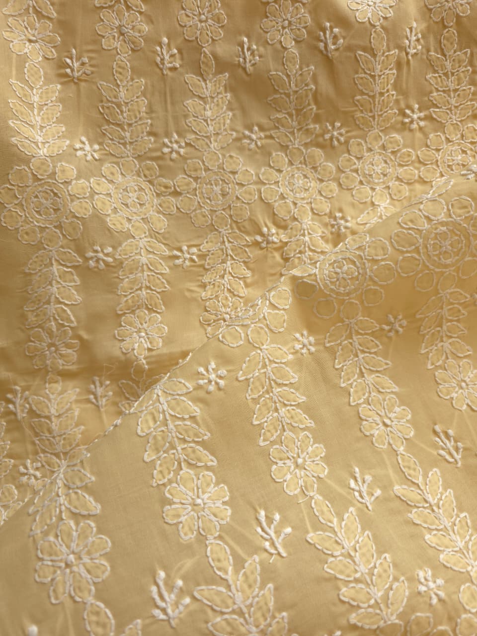 Beige Cotton Kurta fabric with beautiful handwork jaalwork