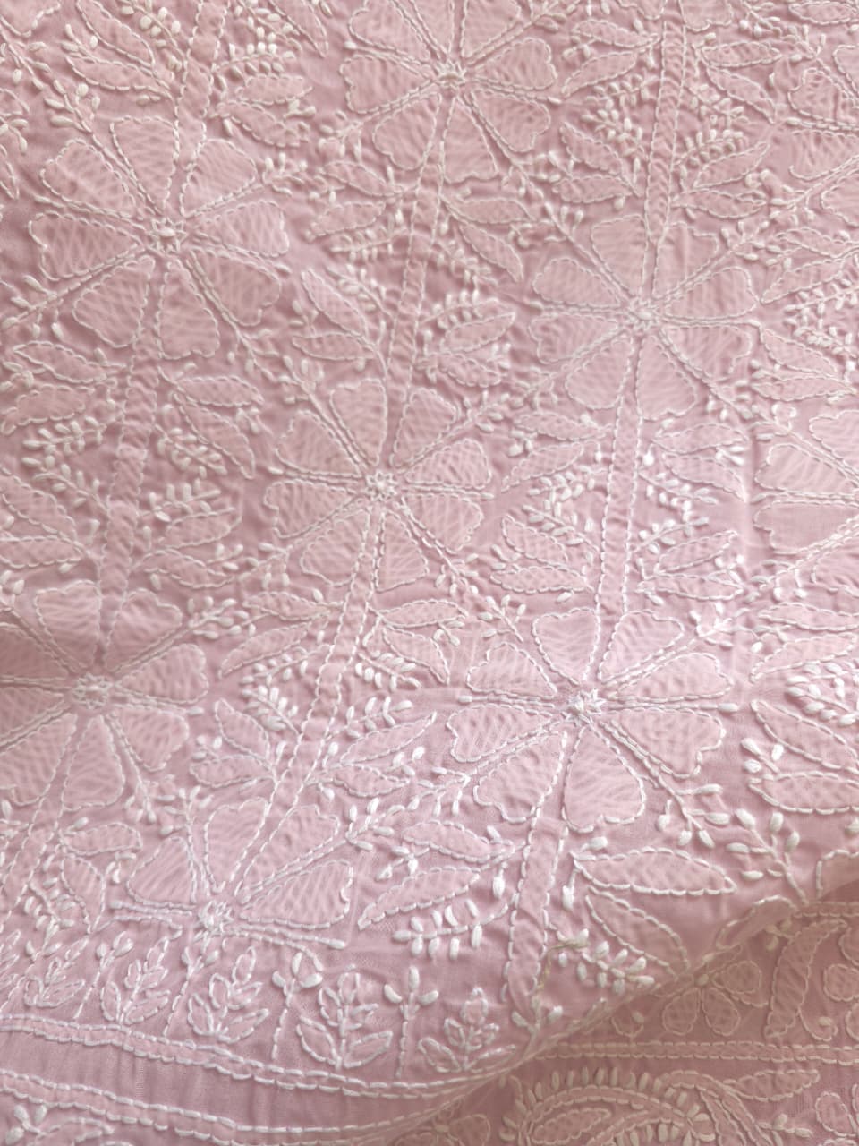 Mauvish Pink Cotton Jaalwork Kurta fabric