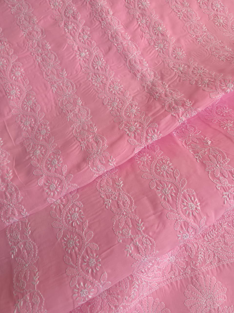 Candy Pink Kurta fabric cotton with chikankari Jaalwork
