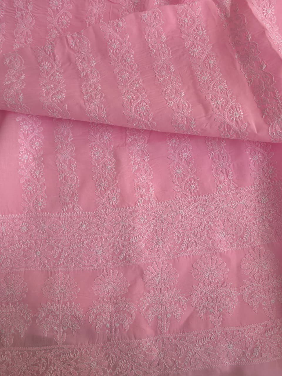 Candy Pink Kurta fabric cotton with chikankari Jaalwork