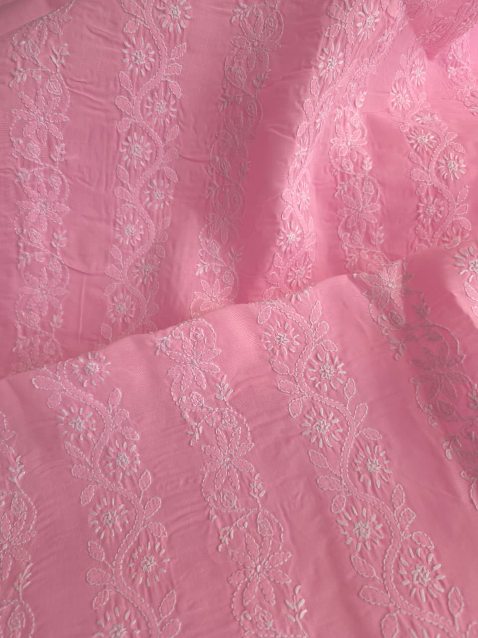 Candy Pink Kurta fabric cotton with chikankari Jaalwork