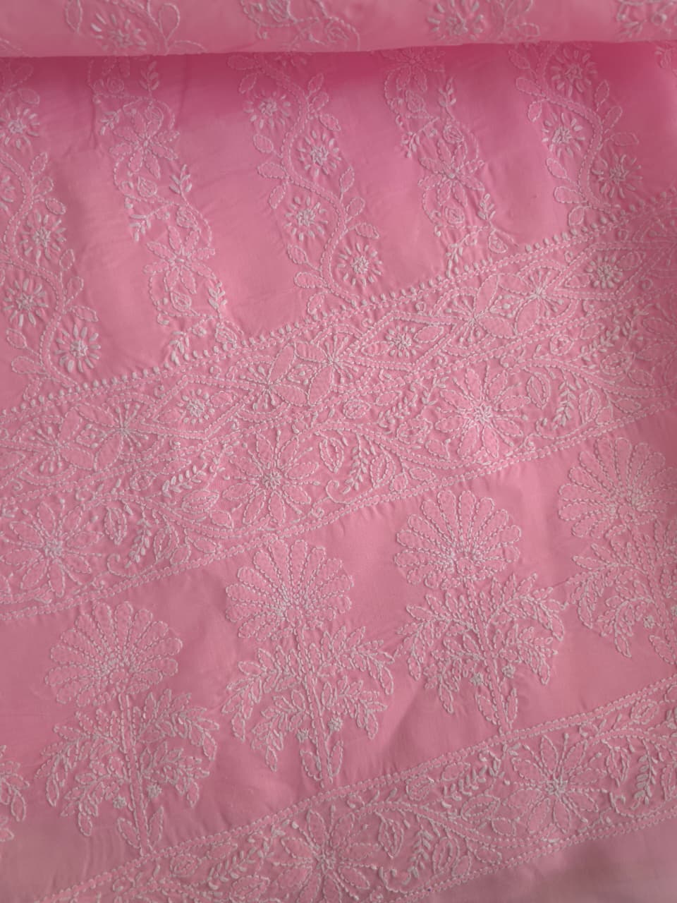 Candy Pink Kurta fabric cotton with chikankari Jaalwork