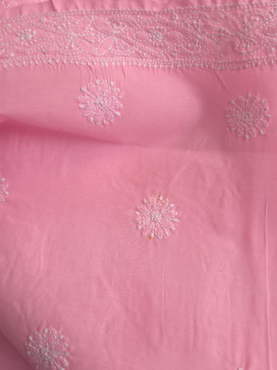 Candy Pink Kurta fabric cotton with chikankari Jaalwork