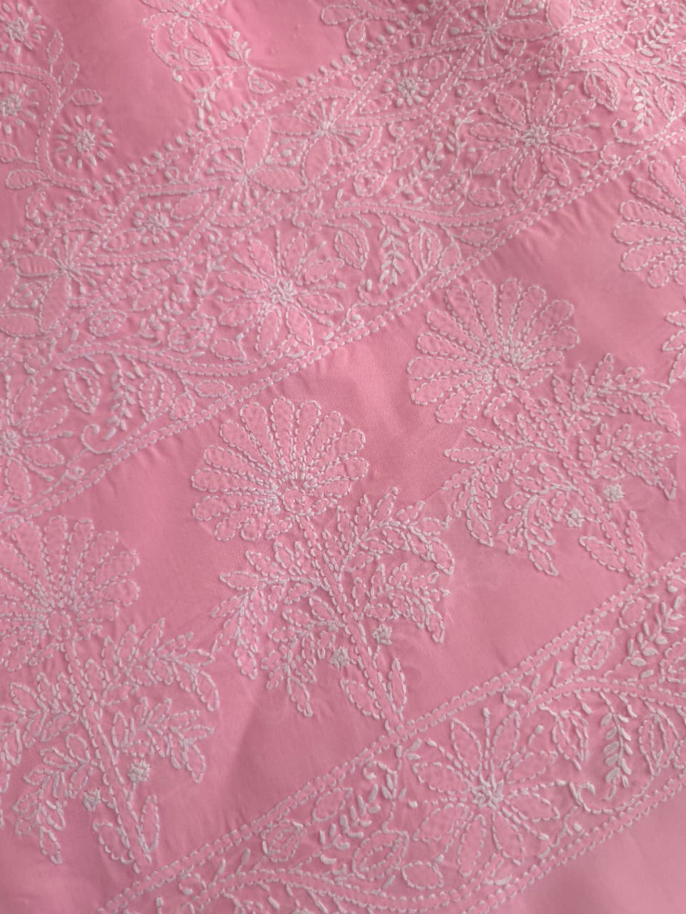 Candy Pink Kurta fabric cotton with chikankari Jaalwork