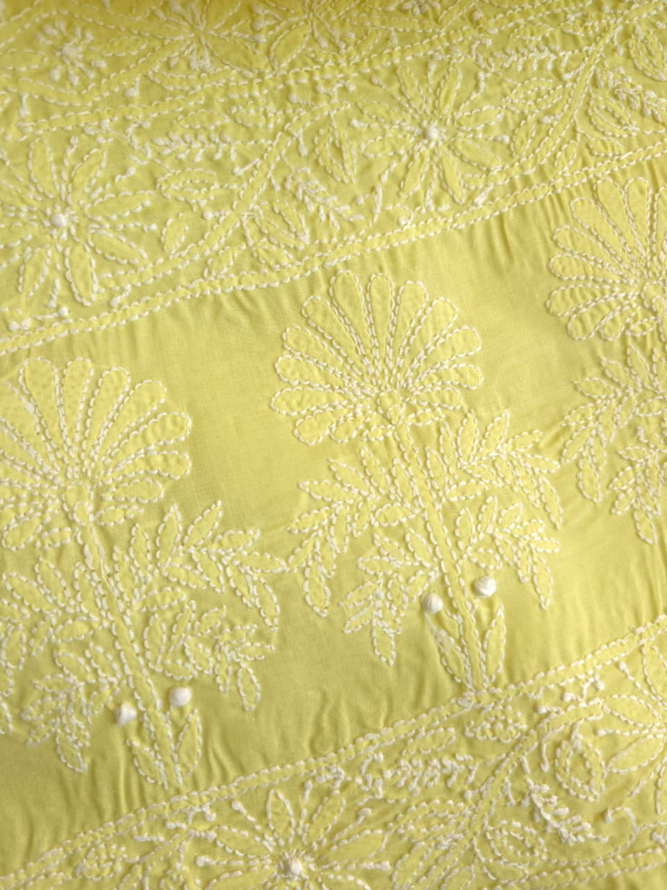Lemon Green kurta fabric with fifne chikankari Jaalwork