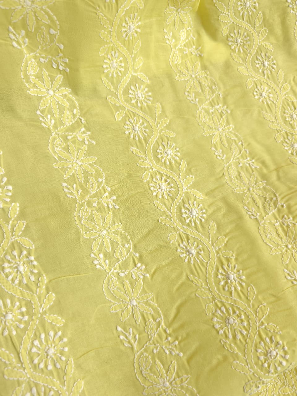Lemon Green kurta fabric with fifne chikankari Jaalwork