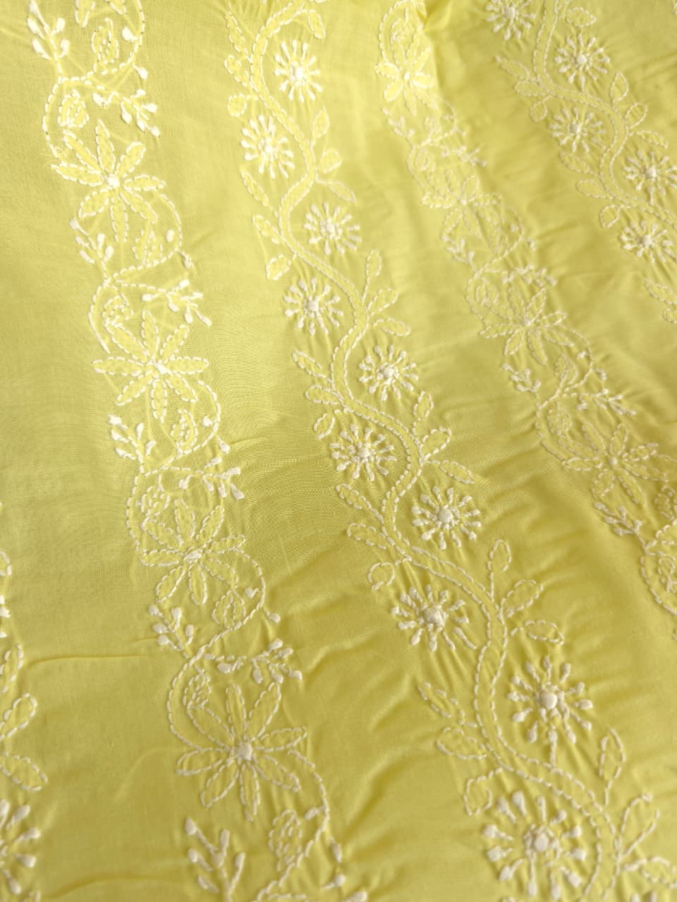 Lemon Green kurta fabric with fifne chikankari Jaalwork