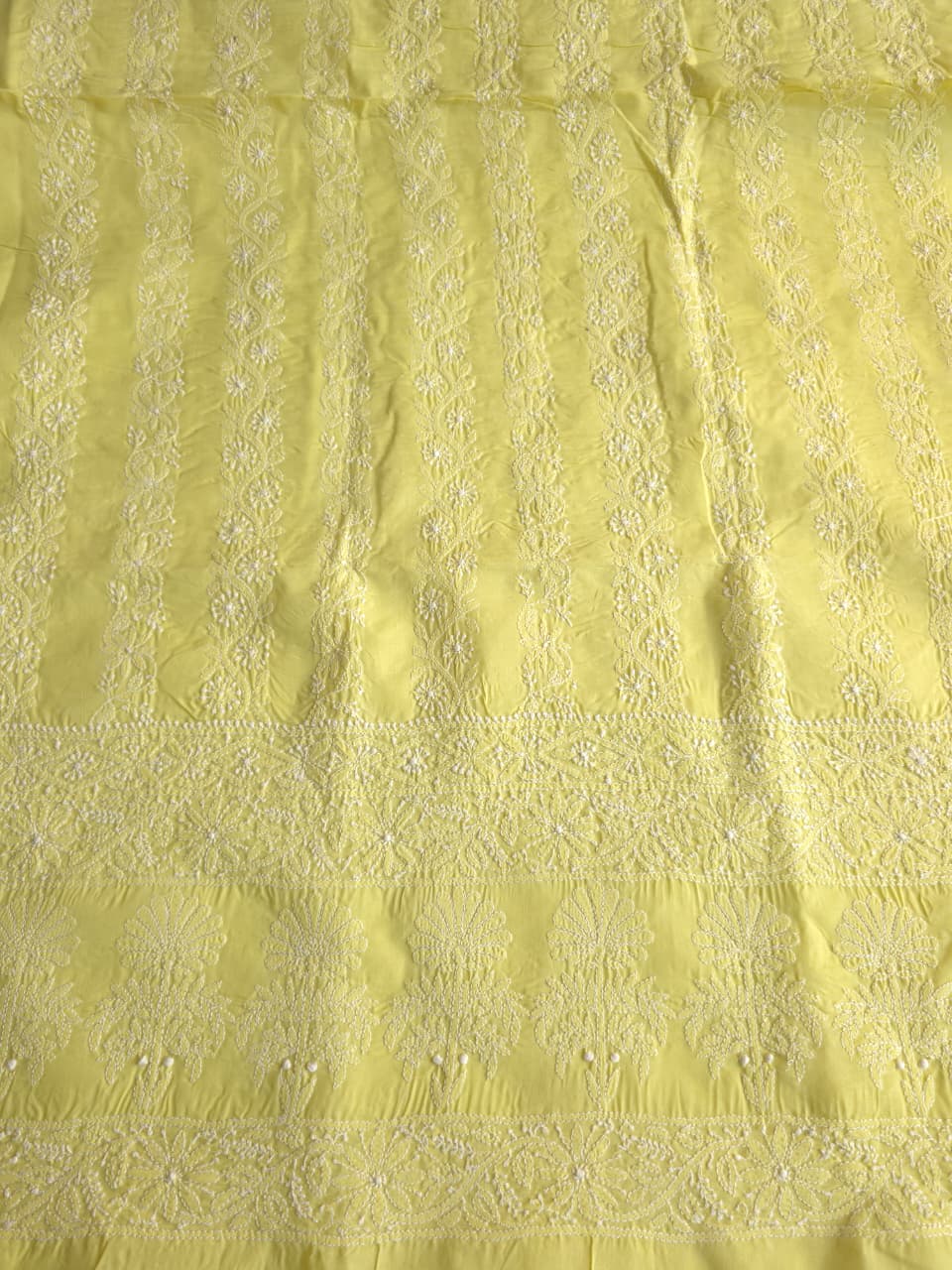Lemon Green kurta fabric with fifne chikankari Jaalwork