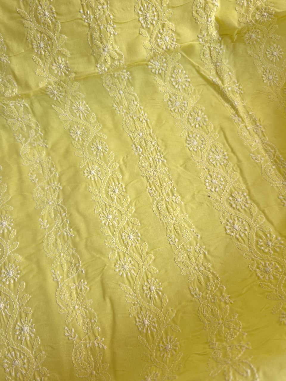 Lemon Green kurta fabric with fifne chikankari Jaalwork