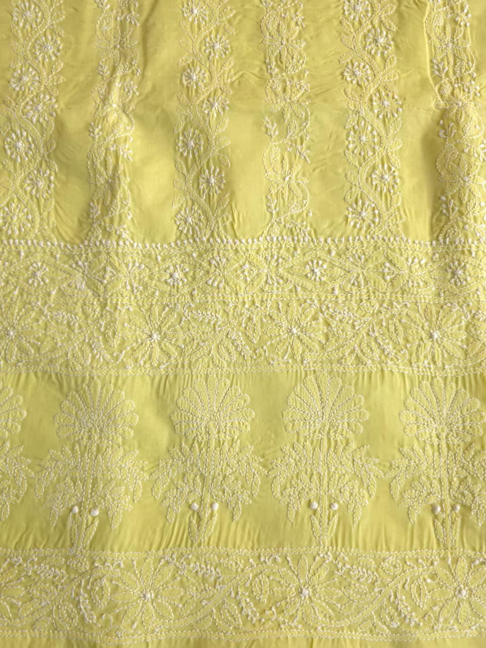 Lemon Green kurta fabric with fifne chikankari Jaalwork