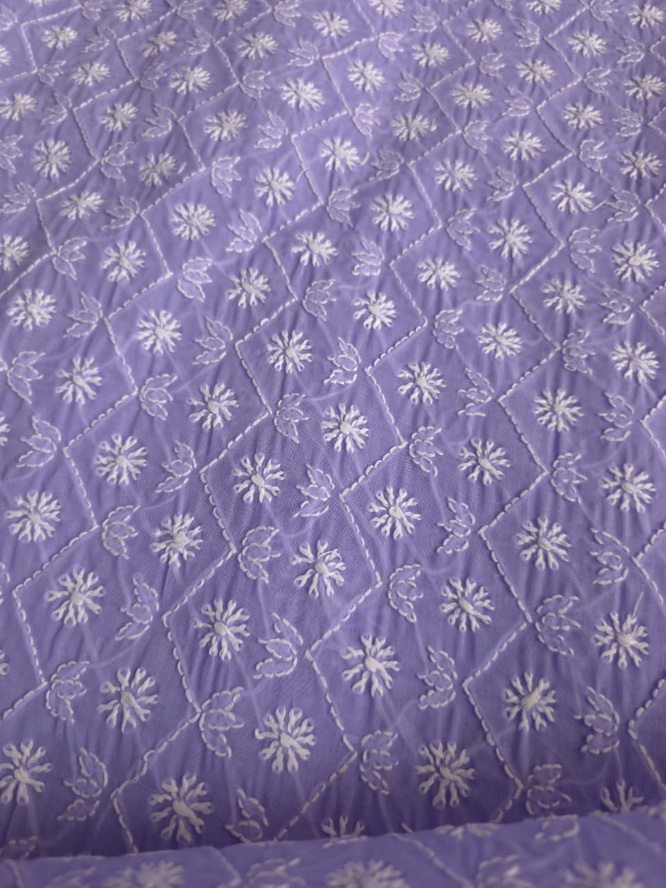 Fresh Lavender color cotton full set with fine chikankari