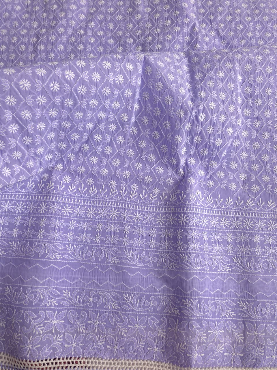 Fresh Lavender color cotton full set with fine chikankari