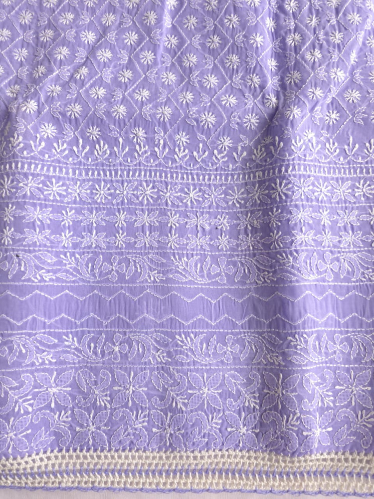 Image of Fresh Lavender color cotton full set with fine chikankari