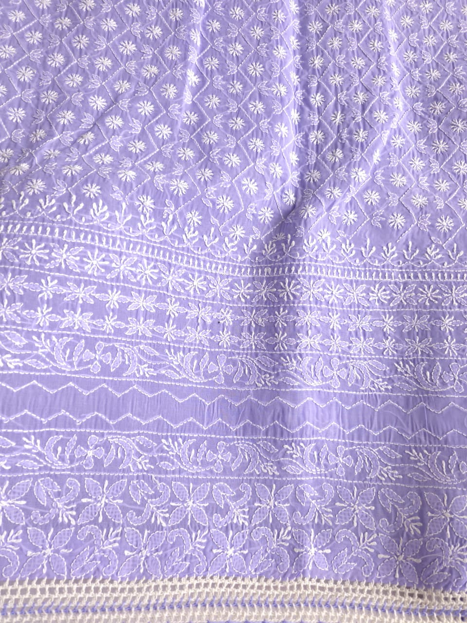 Fresh Lavender color cotton full set with fine chikankari