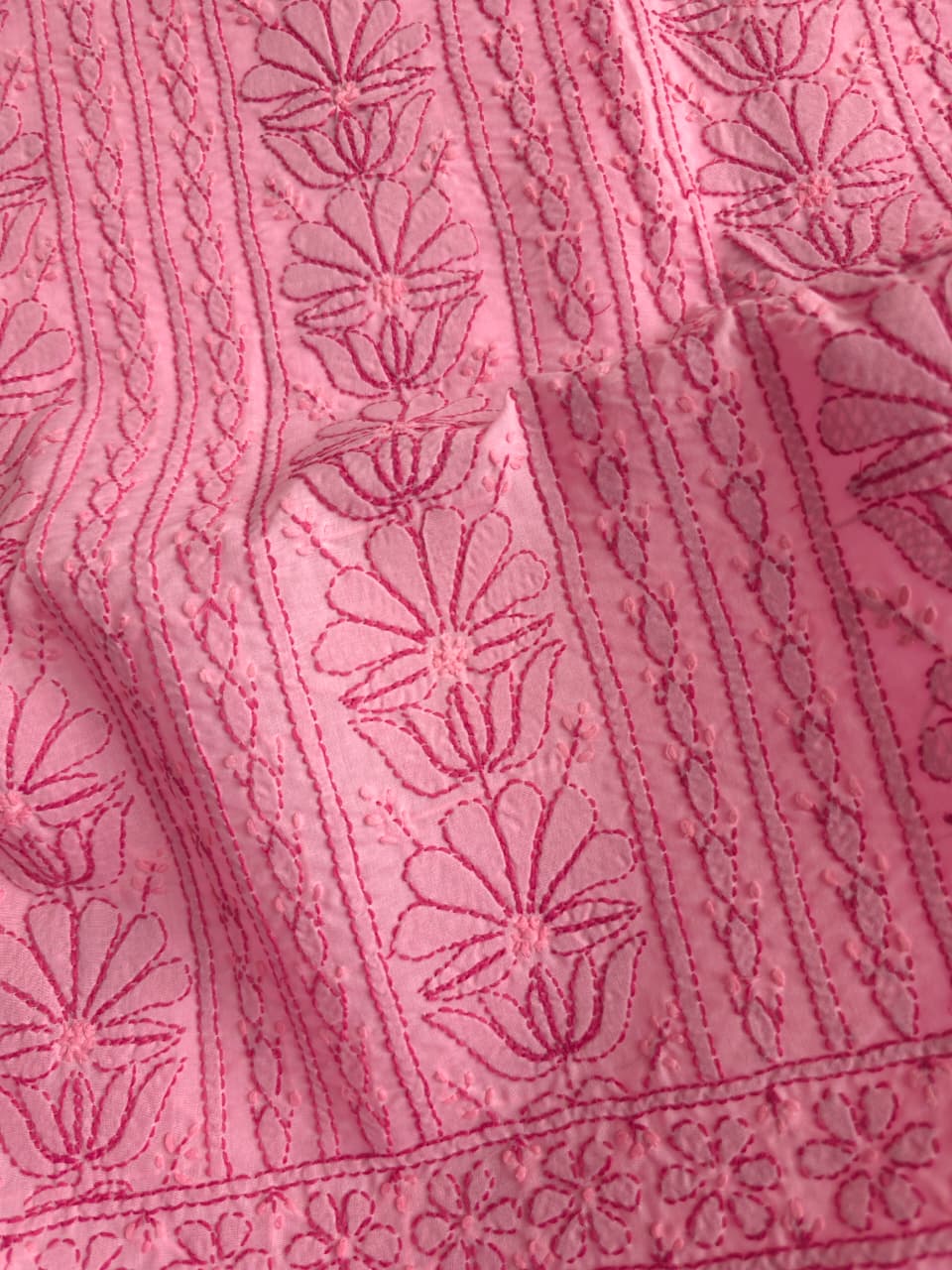 Light dark pink combination full set with fine chikankari