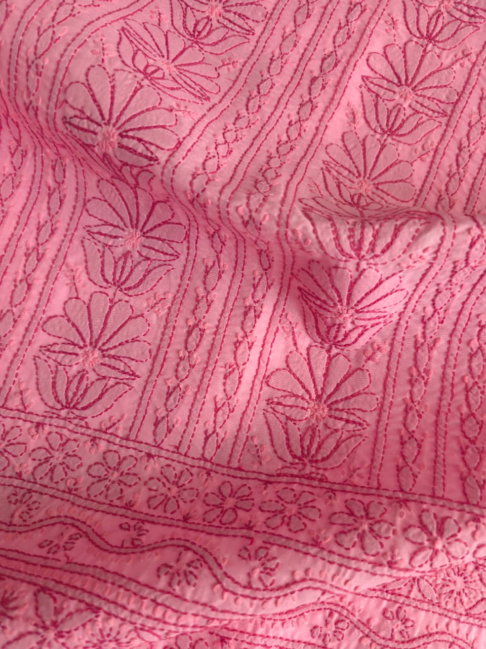 Light dark pink combination full set with fine chikankari