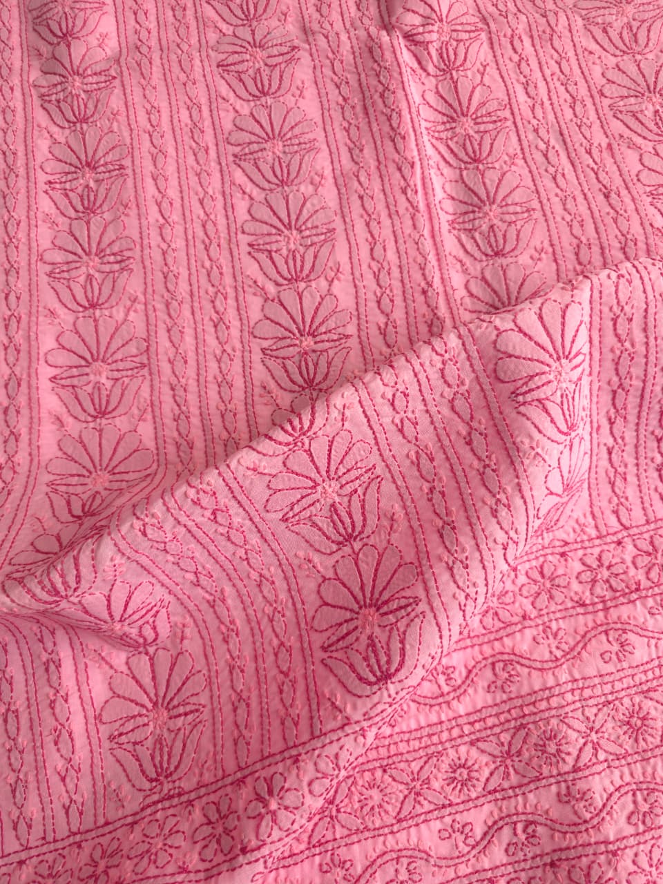 Light dark pink combination full set with fine chikankari