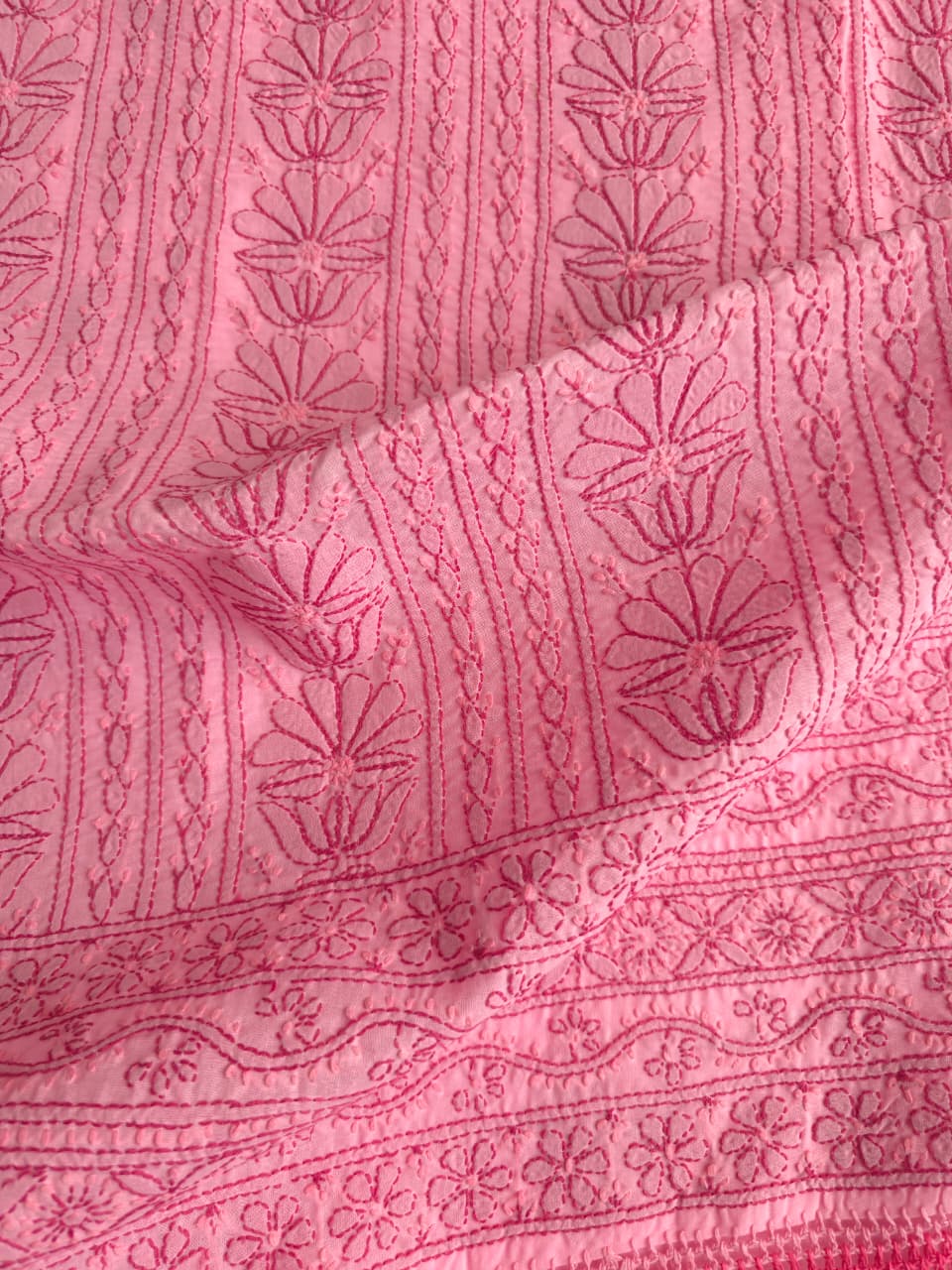 Light dark pink combination full set with fine chikankari