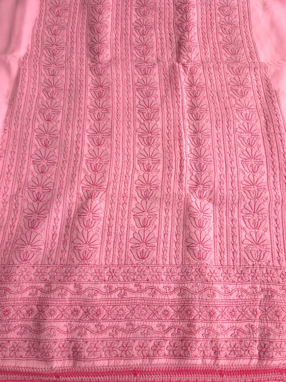 Light dark pink combination full set with fine chikankari