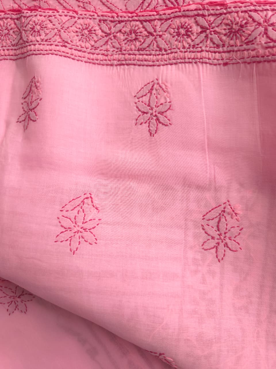 Light dark pink combination full set with fine chikankari