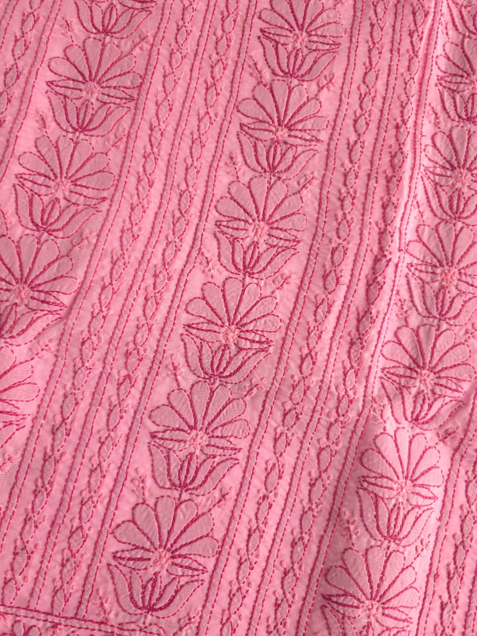 Light  dark pink combination full set with fine chikankari