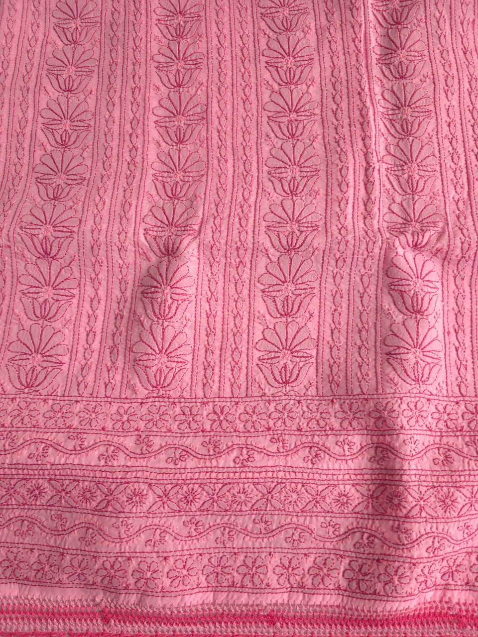 Light  dark pink combination full set with fine chikankari