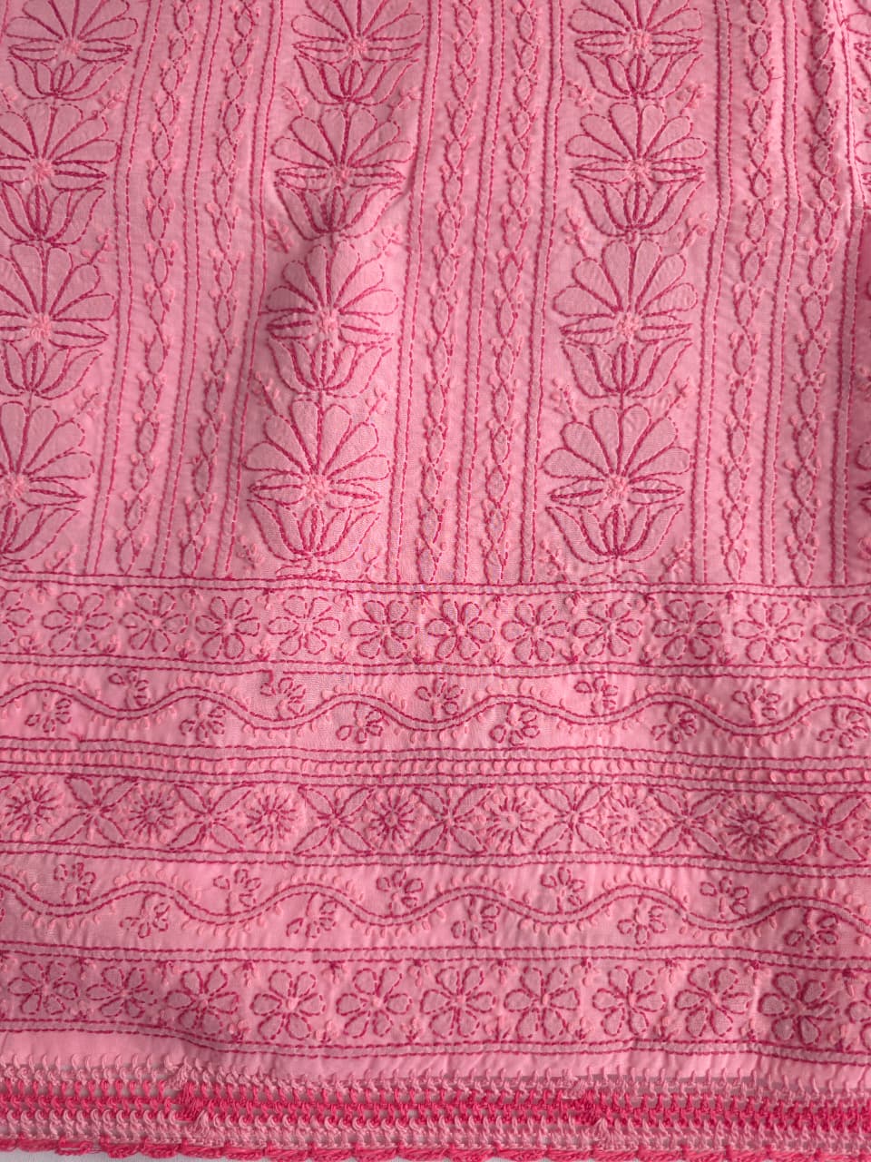 Light dark pink combination full set with fine chikankari