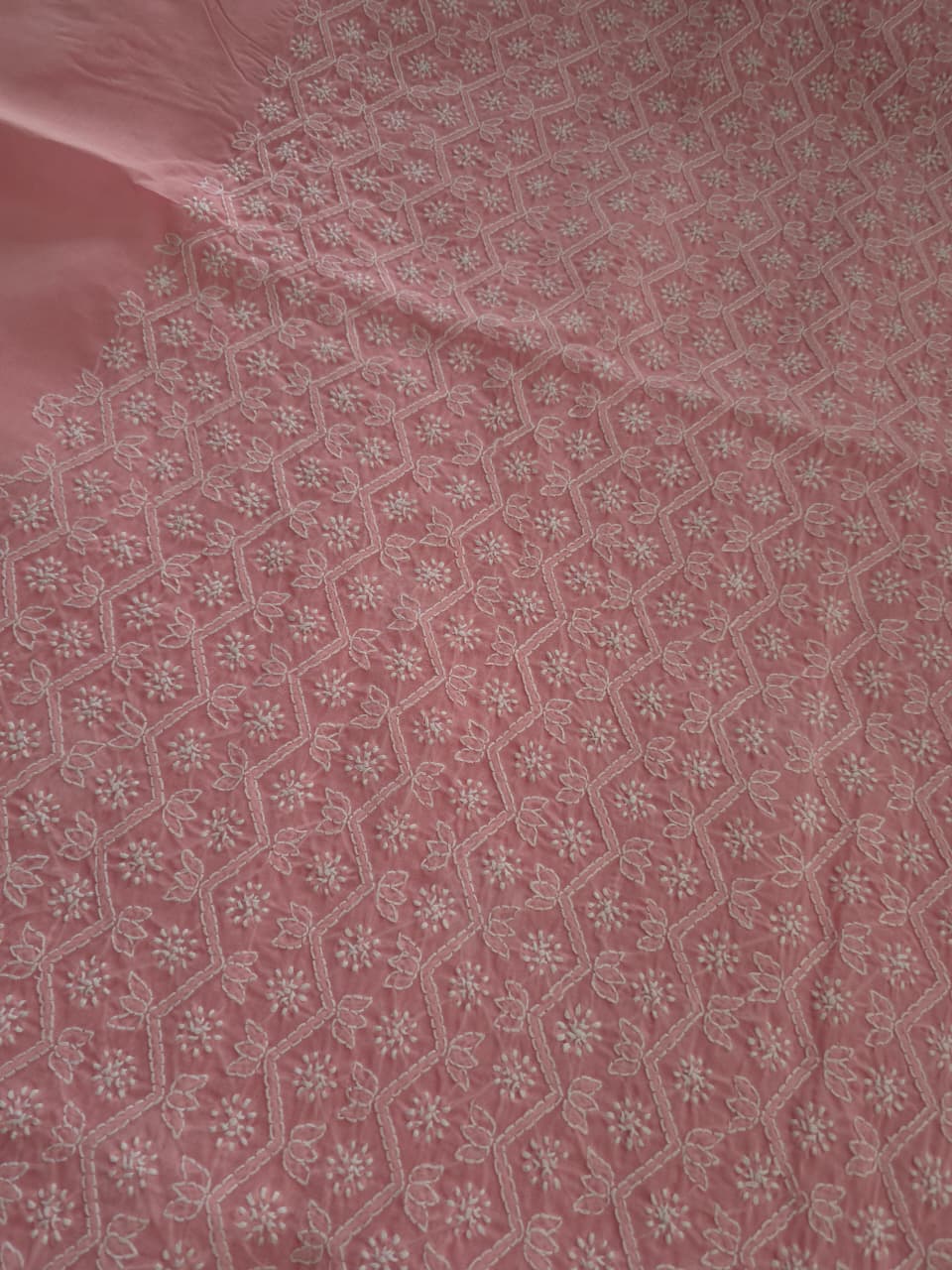 Rose pink Cotton Suit with intricate handwork