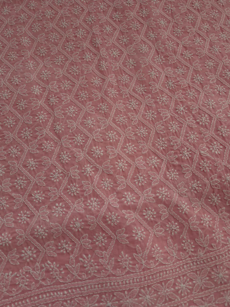 Rose pink Cotton Suit with intricate handwork