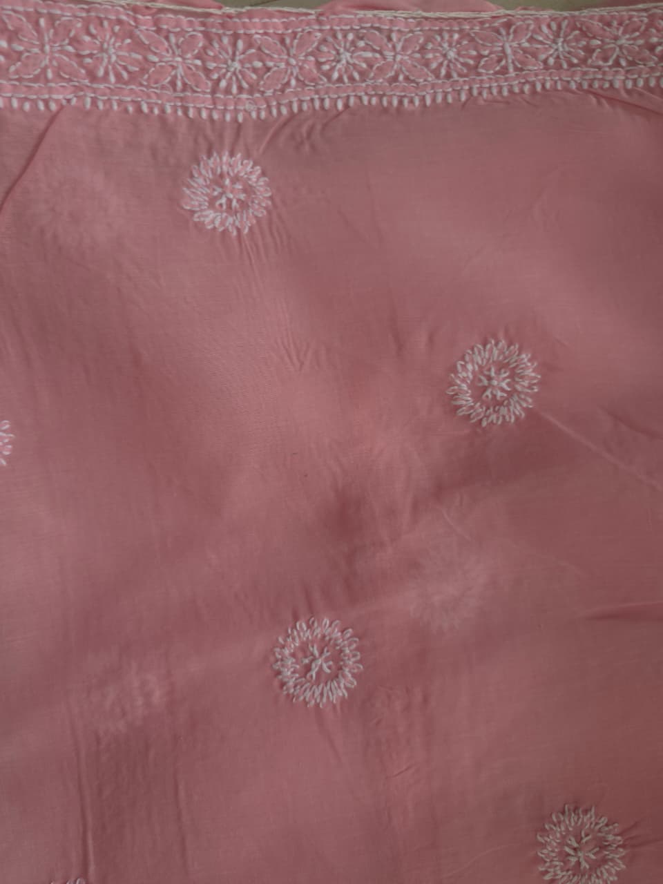 Rose pink Cotton Suit with intricate handwork