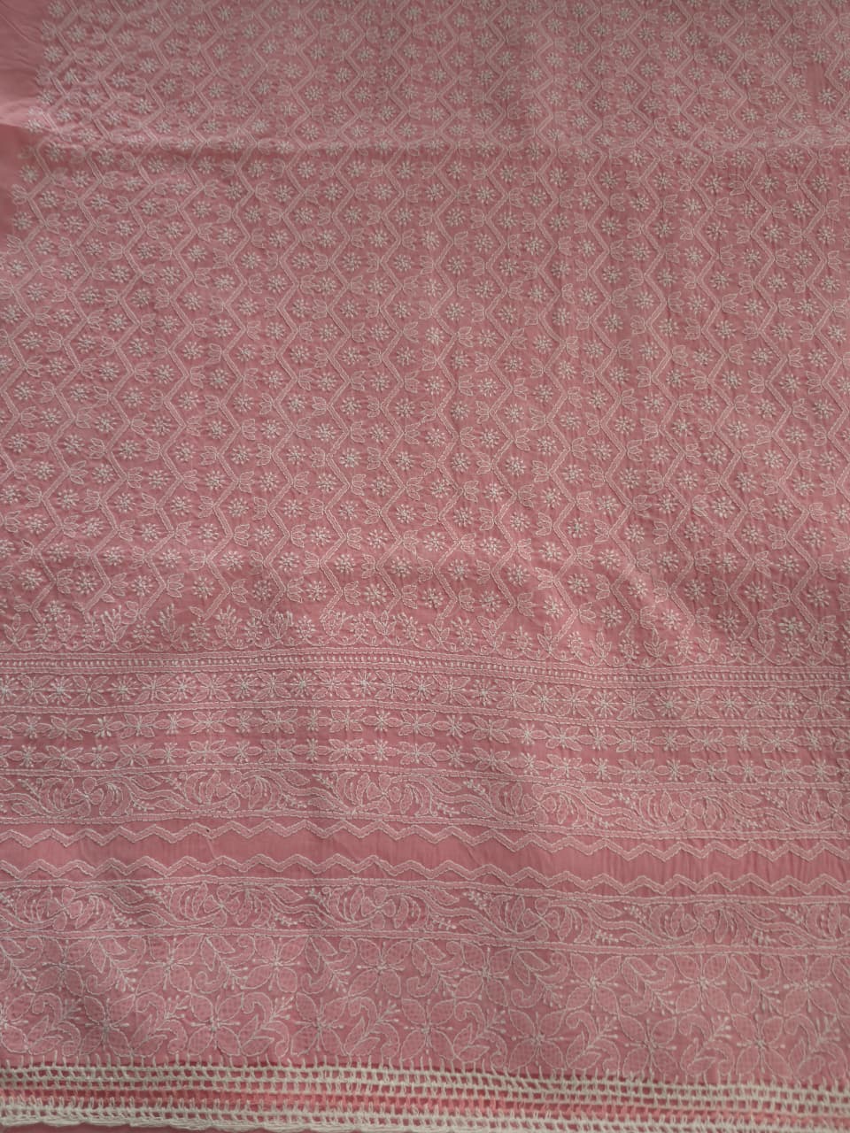 Rose pink Cotton Suit with intricate handwork